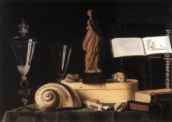 Still-Life with Statuette and Shells painting - Sebastien Stoskopff Still-Life with Statuette and Shells art painting
